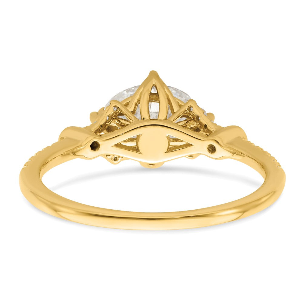 14K Yellow Gold (Holds 1 Carat (8.00X6.1mm) Oval Center) 1/8 Diamond Semi Mount Engagement Ring