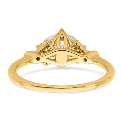 14K Yellow Gold (Holds 1 Carat (8.00X6.1mm) Oval Center) 1/8 Diamond Semi Mount Engagement Ring