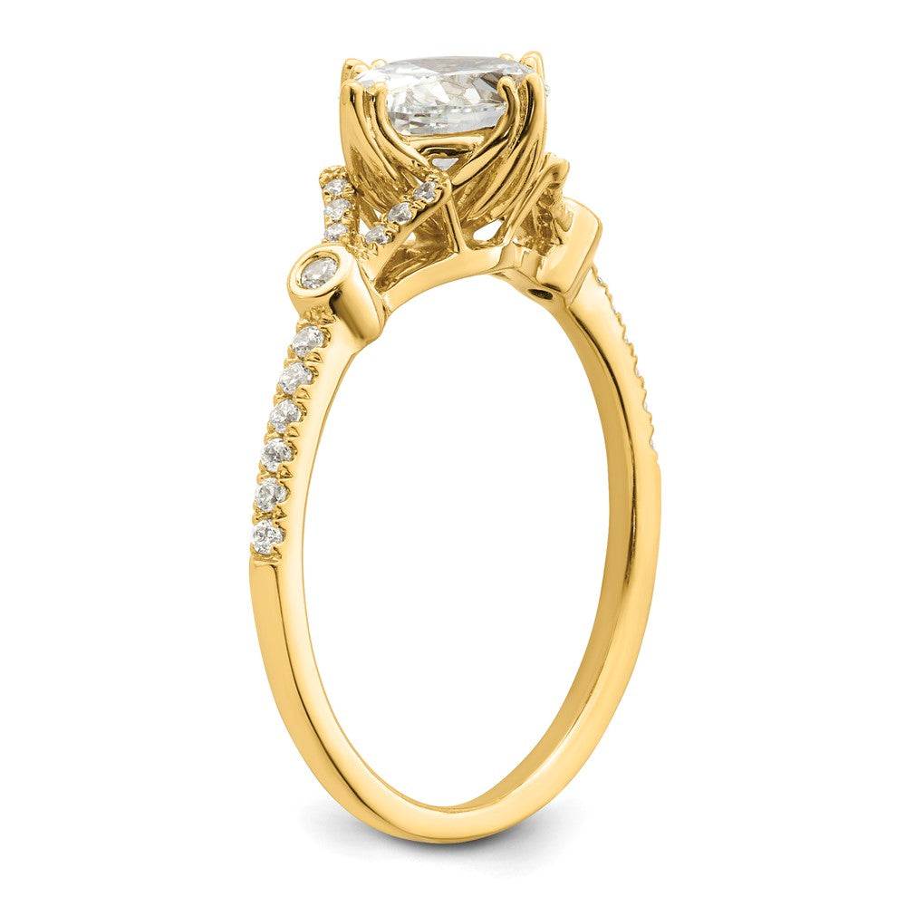 14K Yellow Gold (Holds 1 Carat (8.00X6.1mm) Oval Center) 1/8 Diamond Semi Mount Engagement Ring