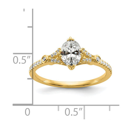 14K Yellow Gold (Holds 1 Carat (8.00X6.1mm) Oval Center) 1/8 Diamond Semi Mount Engagement Ring