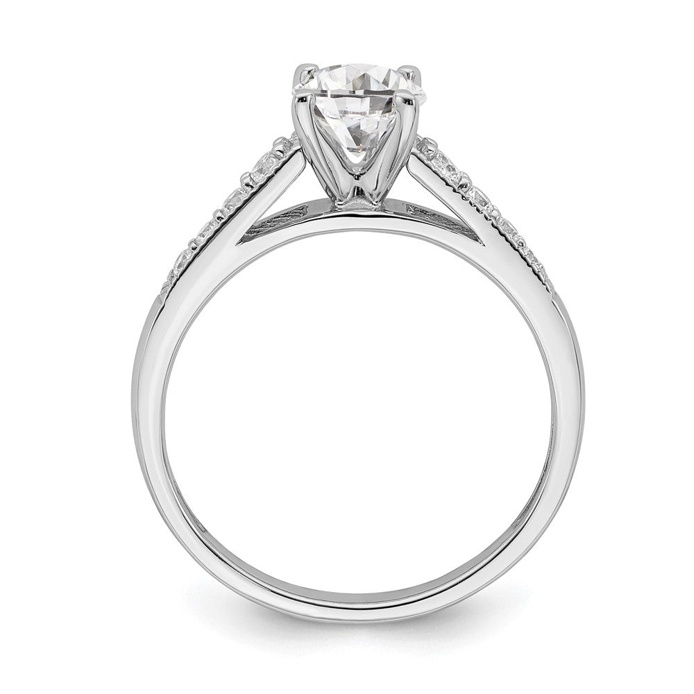 14K White Gold (Holds 1 Carat (6.5mm) Round Center) 1/5 Diamond Semi Mount Engagement Ring