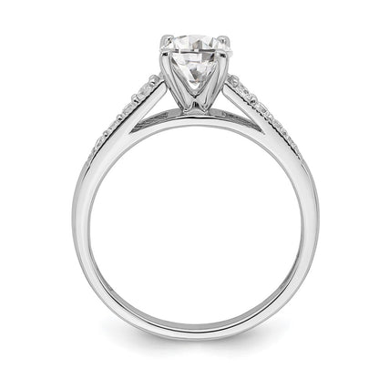 14K White Gold (Holds 1 Carat (6.5mm) Round Center) 1/5 Diamond Semi Mount Engagement Ring