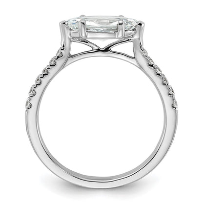 14k White Gold 1/5 Ct. Lab Grown Diamond VS/SI+ G+ 1 Ct. Center East-West Marquise Engagement Ring