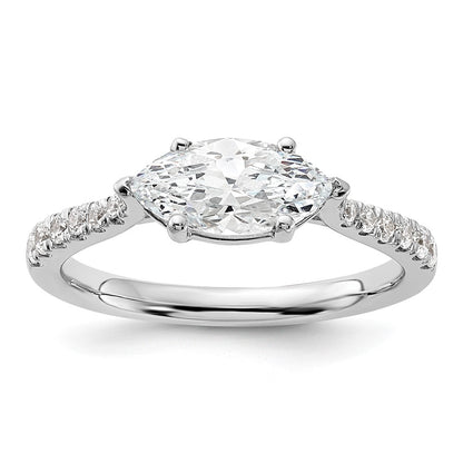14k White Gold 1/5 Ct. Lab Grown Diamond VS/SI+ G+ 1 Ct. Center East-West Marquise Engagement Ring