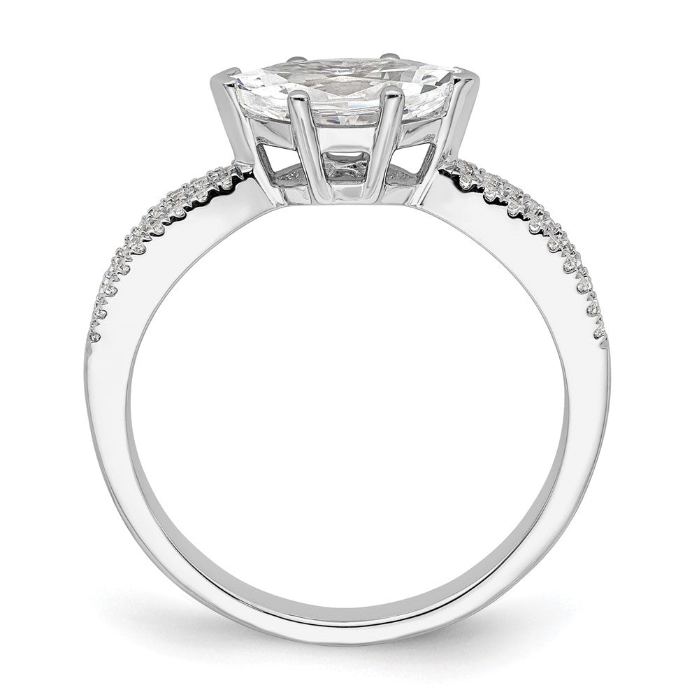 14K White Gold East West (Holds 3/4 Carat (9.2X5.00mm) Marquise Center) 1/8 Diamond Semi Mount Engagement Ring