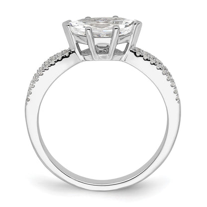 14K White Gold East West (Holds 3/4 Carat (9.2X5.00mm) Marquise Center) 1/8 Diamond Semi Mount Engagement Ring