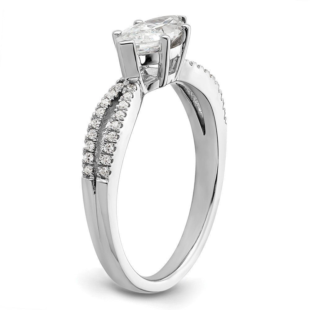 14K White Gold East West (Holds 3/4 Carat (9.2X5.00mm) Marquise Center) 1/8 Diamond Semi Mount Engagement Ring