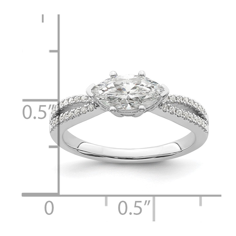 14K White Gold East West (Holds 3/4 Carat (9.2X5.00mm) Marquise Center) 1/8 Diamond Semi Mount Engagement Ring