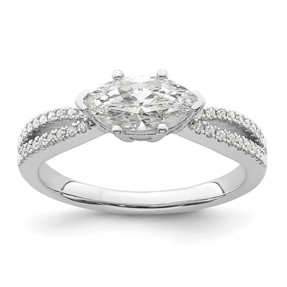 14K White Gold East West (Holds 3/4 Carat (9.2X5.00mm) Marquise Center) 1/8 Diamond Semi Mount Engagement Ring