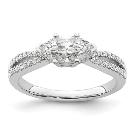 14K White Gold East West (Holds 3/4 Carat (9.2X5.00mm) Marquise Center) 1/8 Diamond Semi Mount Engagement Ring
