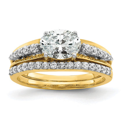 14k Two-tone Two Tone 1/6 Ct. Lab Grown Diamond VS/SI+ G+ 1 Ct. Center Oval Semi Mount Engagement Ring