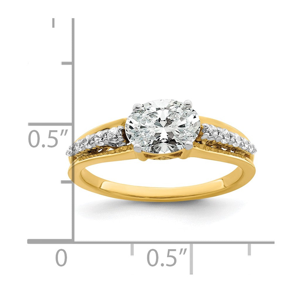 14k Two-tone Two Tone 1/6 Ct. Lab Grown Diamond VS/SI+ G+ 1 Ct. Center Oval Semi Mount Engagement Ring