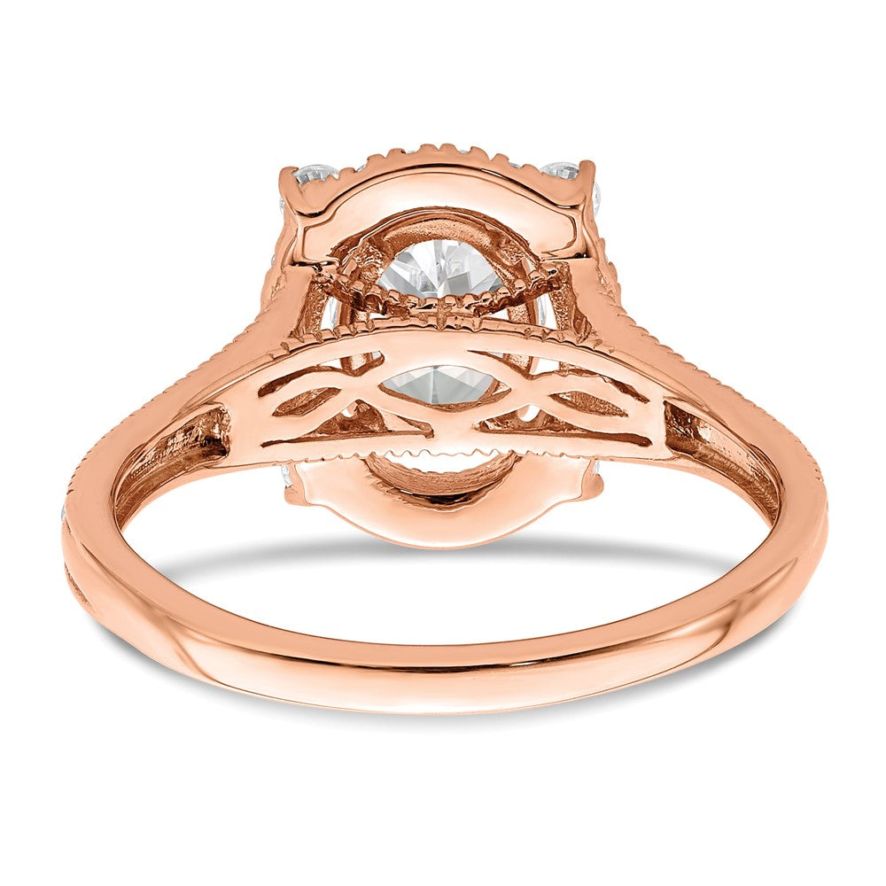 14k Rose Gold 3/8 Ct. Lab Grown Diamond VS/SI+ G+ 1 Ct. Center Oval Semi Mount Engagement Ring