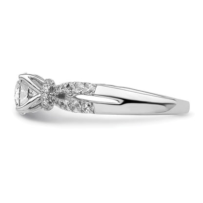 14k White Gold 5/8 Ct. Lab Grown Diamond VS/SI+ G+ 1 Ct. Center Round Semi Mount Engagement Ring