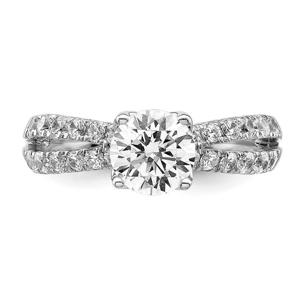 14k White Gold 5/8 Ct. Lab Grown Diamond VS/SI+ G+ 1 Ct. Center Round Semi Mount Engagement Ring