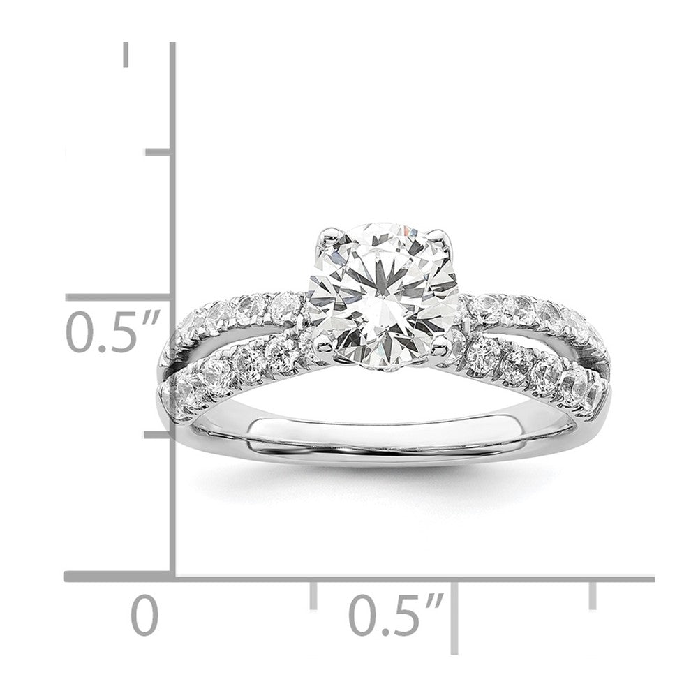 14k White Gold 5/8 Ct. Lab Grown Diamond VS/SI+ G+ 1 Ct. Center Round Semi Mount Engagement Ring