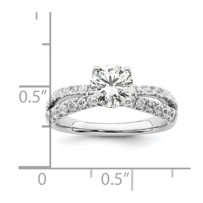 14k White Gold 5/8 Ct. Lab Grown Diamond VS/SI+ G+ 1 Ct. Center Round Semi Mount Engagement Ring