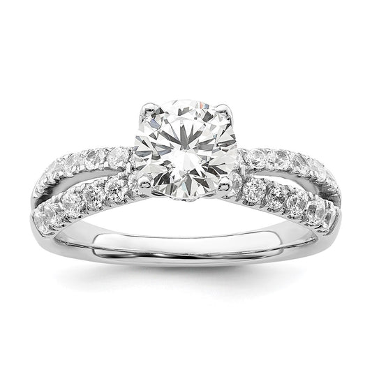 14k White Gold 5/8 Ct. Lab Grown Diamond VS/SI+ G+ 1 Ct. Center Round Semi Mount Engagement Ring