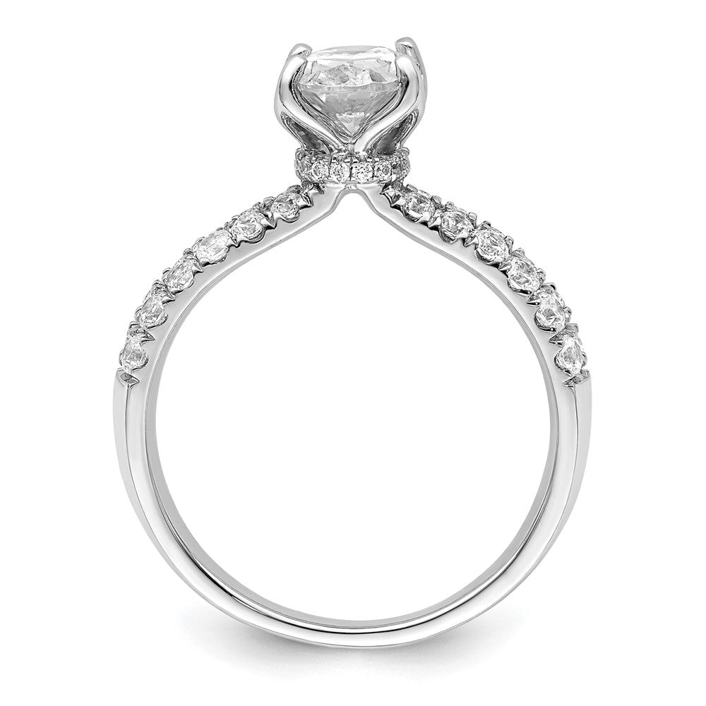 14k White Gold 5/8 Ct. Lab Grown Diamond VS/SI+ G+ 1 Ct. Center Oval Semi Mount Engagement Ring