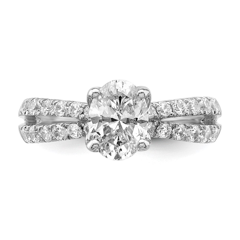 14k White Gold 5/8 Ct. Lab Grown Diamond VS/SI+ G+ 1 Ct. Center Oval Semi Mount Engagement Ring