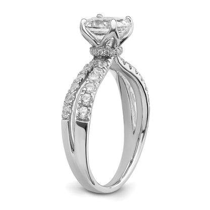 14k White Gold 5/8 Ct. Lab Grown Diamond VS/SI+ G+ 1 Ct. Center Oval Semi Mount Engagement Ring
