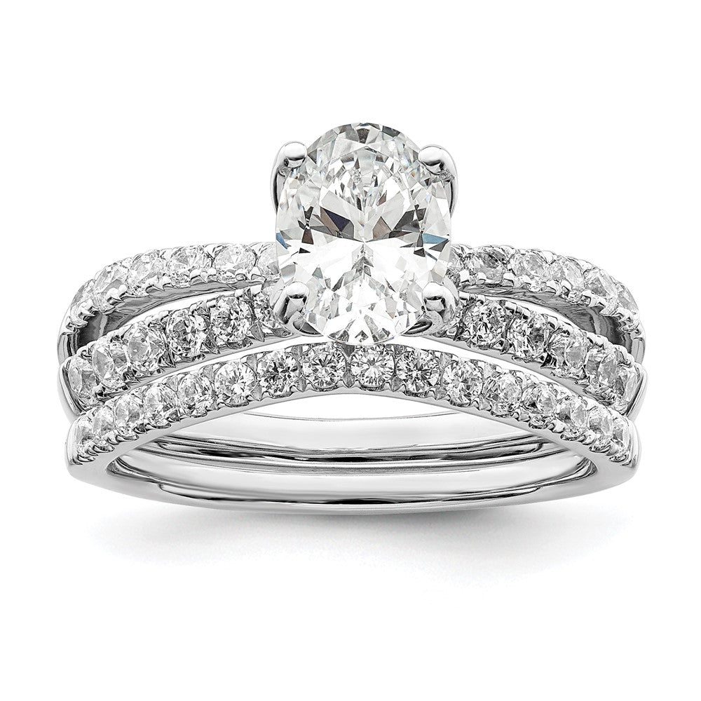 14k White Gold 5/8 Ct. Lab Grown Diamond VS/SI+ G+ 1 Ct. Center Oval Semi Mount Engagement Ring