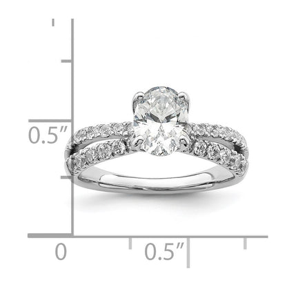 14k White Gold 5/8 Ct. Lab Grown Diamond VS/SI+ G+ 1 Ct. Center Oval Semi Mount Engagement Ring