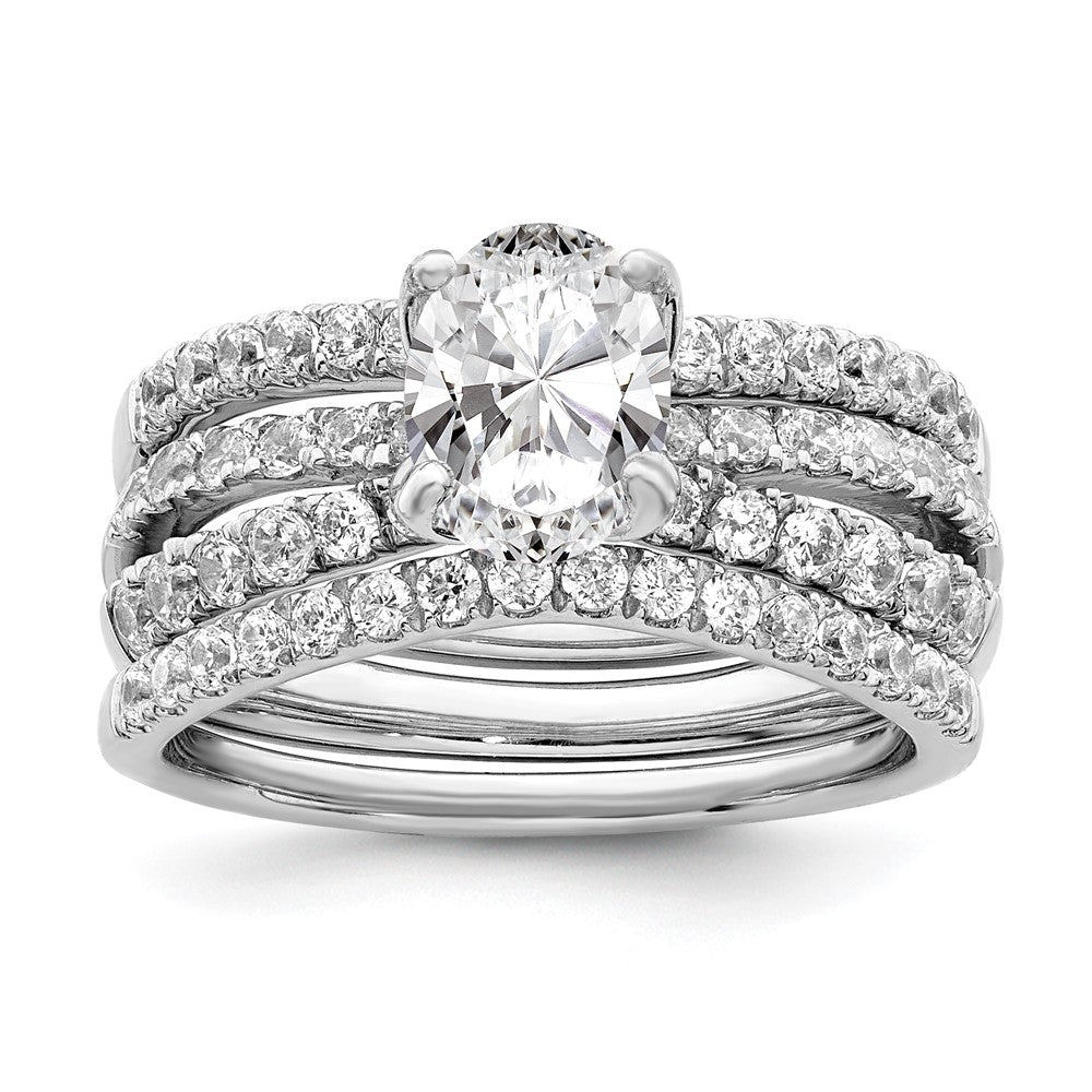 14k White Gold 5/8 Ct. Lab Grown Diamond VS/SI+ G+ 1 Ct. Center Oval Semi Mount Engagement Ring