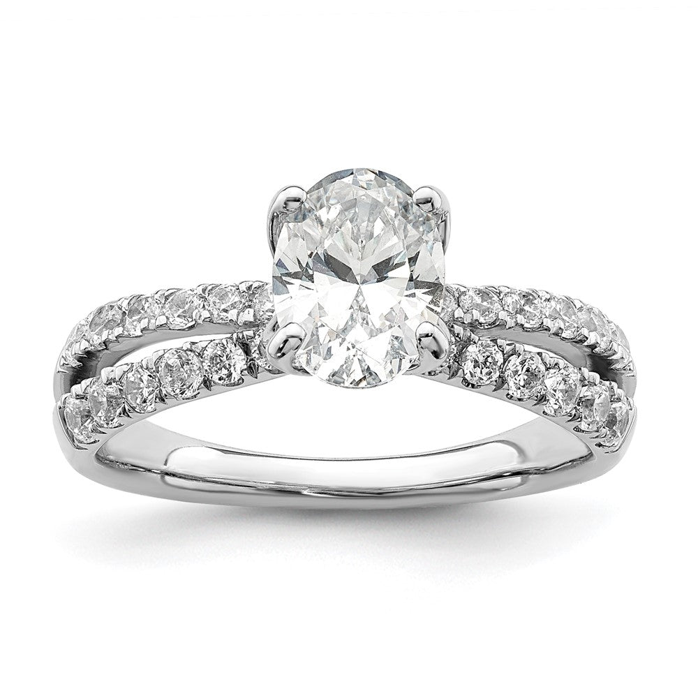 14k White Gold 5/8 Ct. Lab Grown Diamond VS/SI+ G+ 1 Ct. Center Oval Semi Mount Engagement Ring