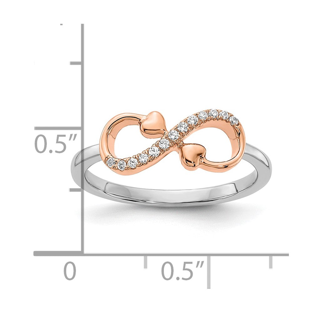 10K Two-Tone 10K White & Rose Polished Infinity Hearts Diamond Ring