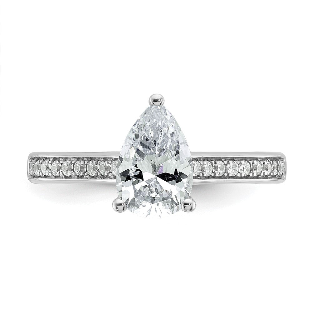 14K White Gold True Origin 1/4 Carat Lab Grown Diamond Vs D E F Semi Mount Pear Engagement Ring