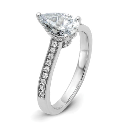 14K White Gold True Origin 1/4 Carat Lab Grown Diamond Vs D E F Semi Mount Pear Engagement Ring