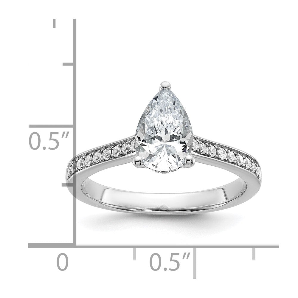 14K White Gold True Origin 1/4 Carat Lab Grown Diamond Vs D E F Semi Mount Pear Engagement Ring
