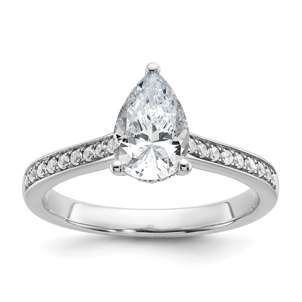 14K White Gold True Origin 1/4 Carat Lab Grown Diamond Vs D E F Semi Mount Pear Engagement Ring