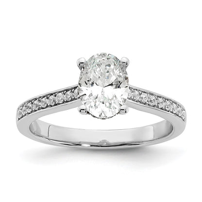 14K White Gold True Origin 1/5 Carat Lab Grown Diamond Vs D E F Semi Mount Oval Engagement Ring