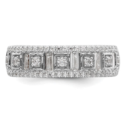 14K White Gold 7/8 Carat Round/Baguette Complete Diamond Band