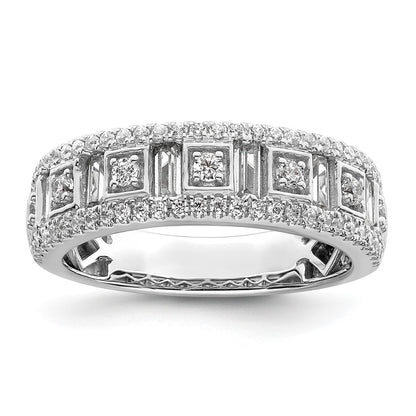14K White Gold 7/8 Carat Round/Baguette Complete Diamond Band