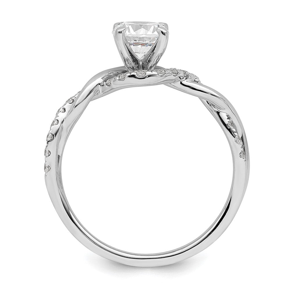 14K White Gold Twist (Holds 5/8 Carat (5.8mm) Round Center) 1/4 Diamond Semi Mount Engagement Ring
