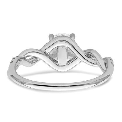 14K White Gold Twist (Holds 5/8 Carat (5.8mm) Round Center) 1/4 Diamond Semi Mount Engagement Ring