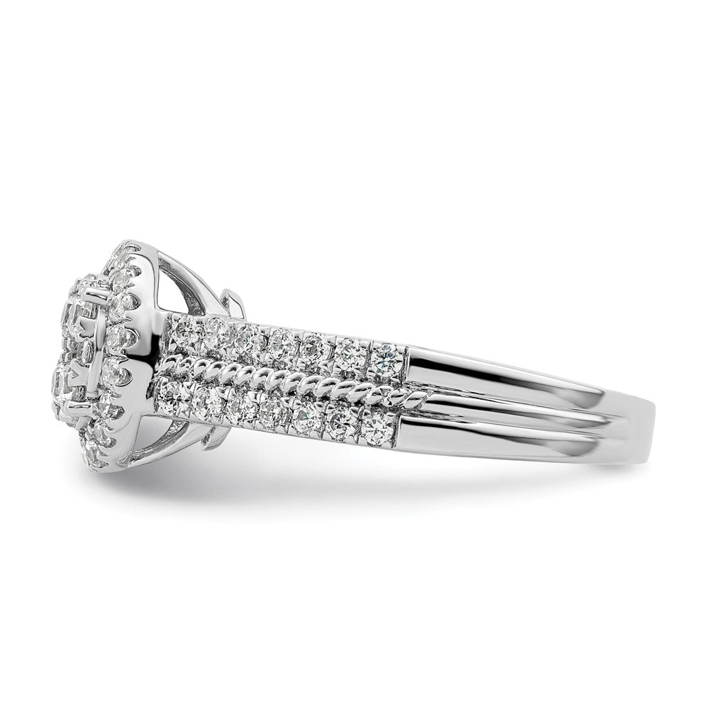 0.75ct. CZ Solid Real 14k White Complete Dia. Oval Halo Cluster Engagement Ring