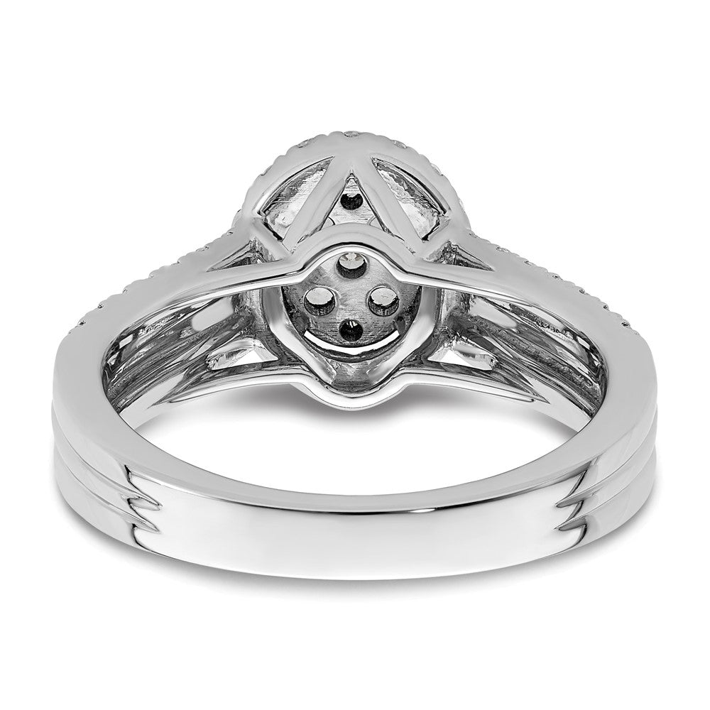 0.75ct. CZ Solid Real 14k White Complete Dia. Oval Halo Cluster Engagement Ring