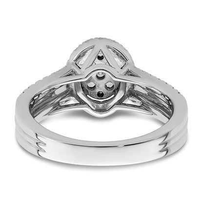 0.75ct. CZ Solid Real 14k White Complete Dia. Oval Halo Cluster Engagement Ring