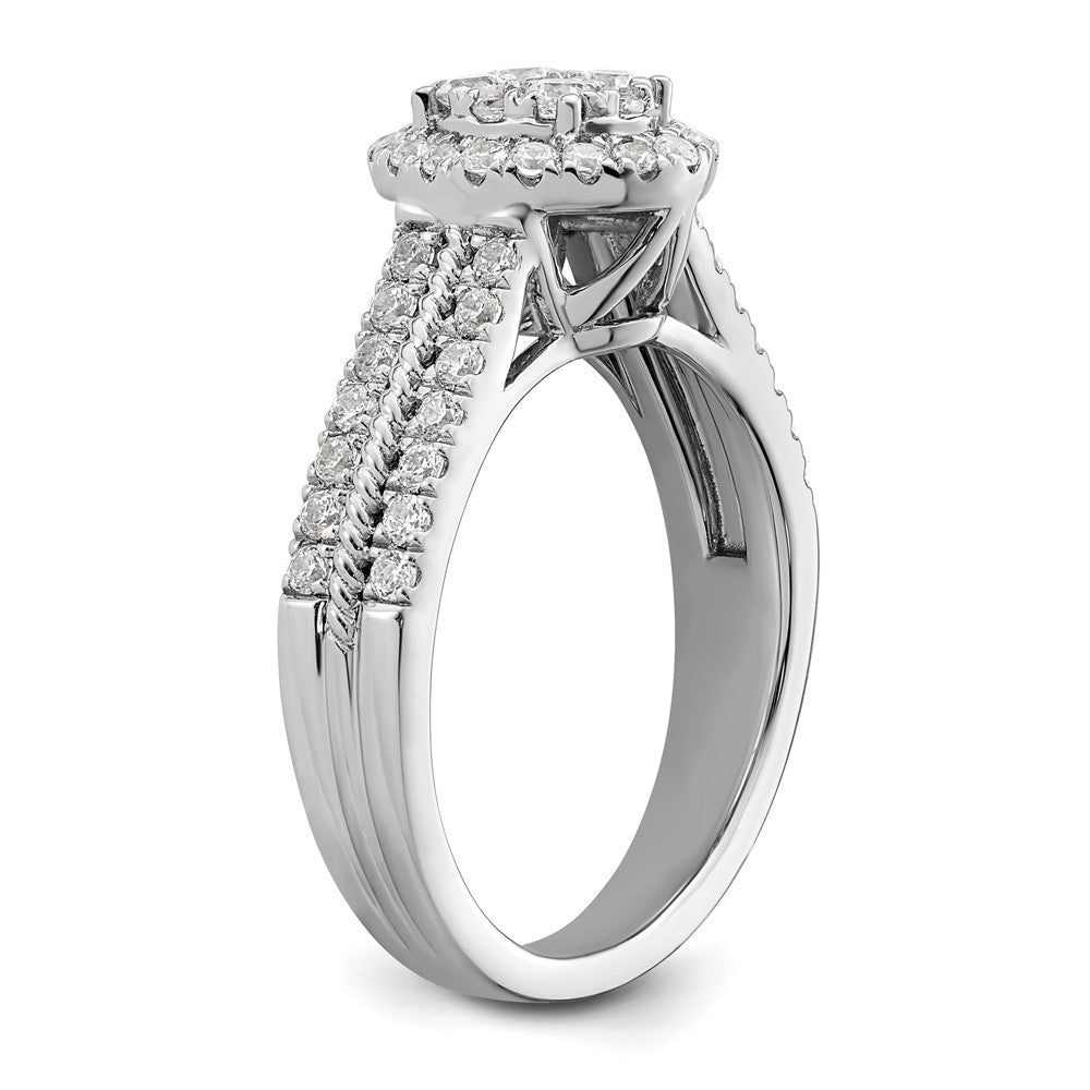 0.75ct. CZ Solid Real 14k White Complete Dia. Oval Halo Cluster Engagement Ring