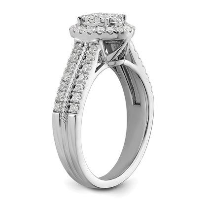0.75ct. CZ Solid Real 14k White Complete Dia. Oval Halo Cluster Engagement Ring