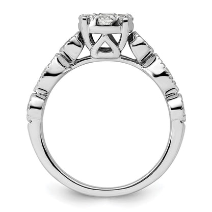 14k White Gold 3/4 Ct. Lab Grown Diamond VS/SI+ G+ Complete Cluster Engagement Ring