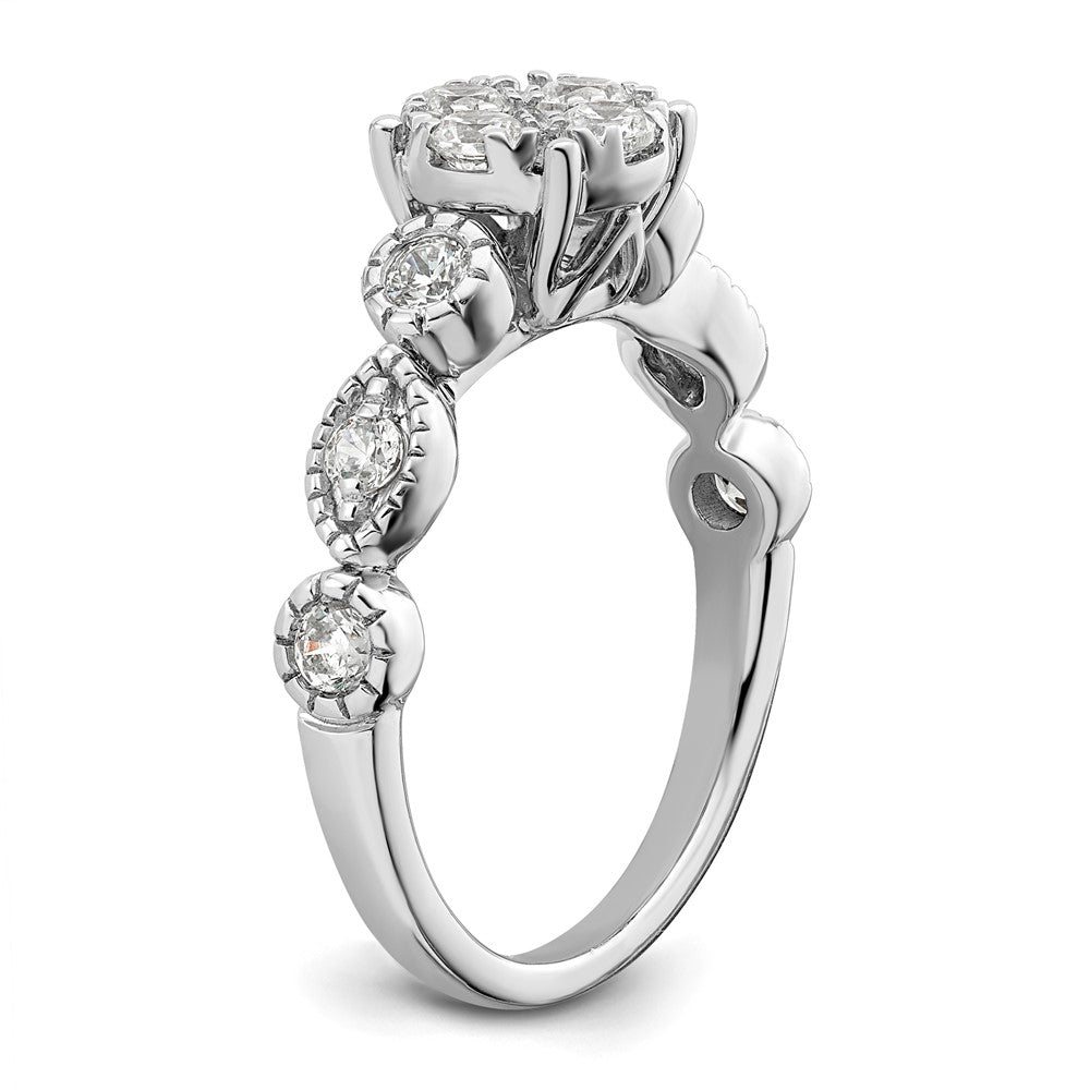 14k White Gold 3/4 Ct. Lab Grown Diamond VS/SI+ G+ Complete Cluster Engagement Ring