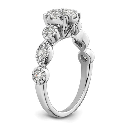 14k White Gold 3/4 Ct. Lab Grown Diamond VS/SI+ G+ Complete Cluster Engagement Ring