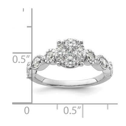 14k White Gold 3/4 Ct. Lab Grown Diamond VS/SI+ G+ Complete Cluster Engagement Ring
