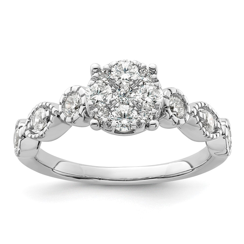 14k White Gold 3/4 Ct. Lab Grown Diamond VS/SI+ G+ Complete Cluster Engagement Ring