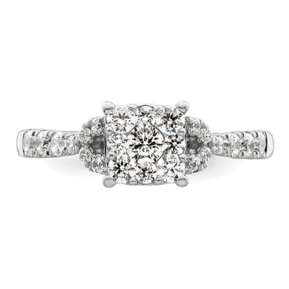 14k White Gold 3/4 Ct. Lab Grown Diamond VS/SI+ G+ Cluster Engagement Ring
